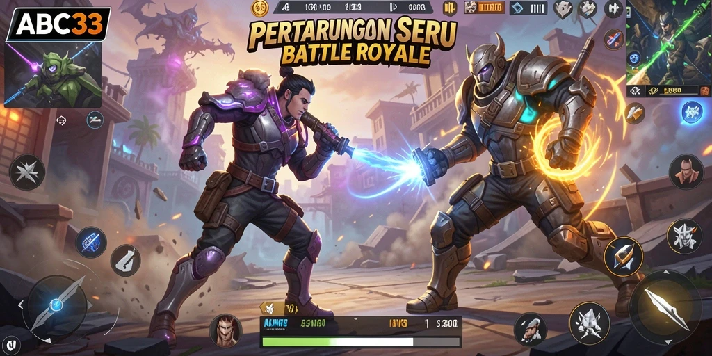 Gameplay intens ABC33 dengan pertarungan seru antar pemain.