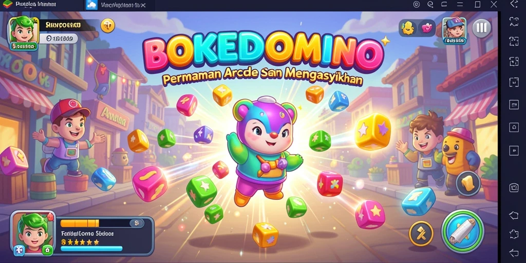Tangkapan layar BOKEDOMINO menunjukkan aksi seru dalam gameplay Arcade.