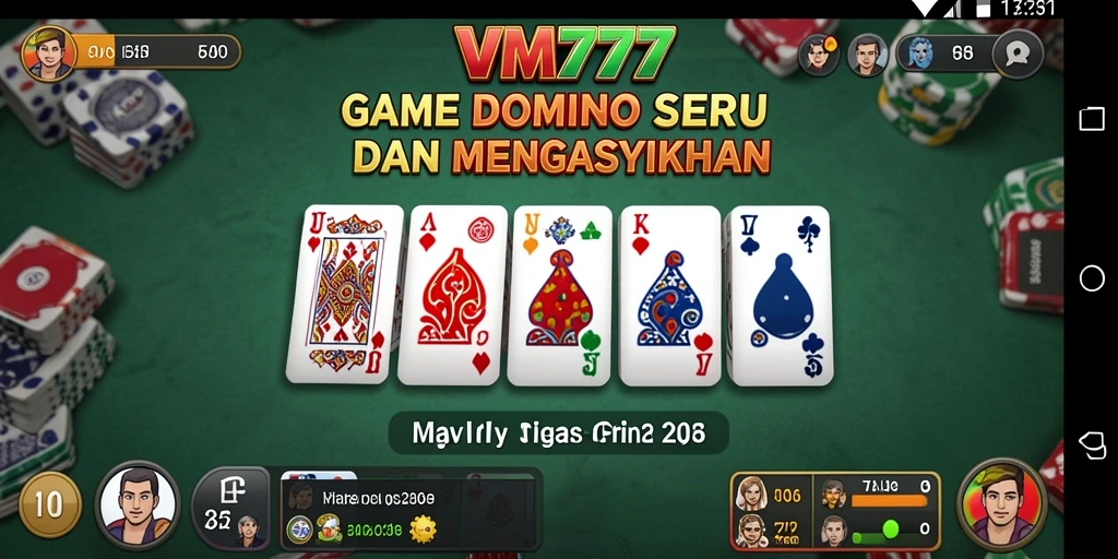 Tampilan gameplay VM777 yang menarik dengan suasana domino yang nyata.